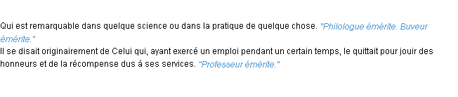 Définition émérite ACAD 1932