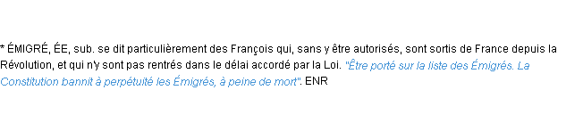 Définition émigré ACAD 1798