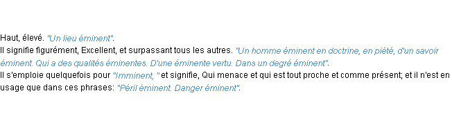 Définition éminent ACAD 1798 Définition éminent ACAD 1798