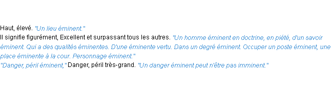 Définition éminent ACAD 1835 Définition éminent ACAD 1835