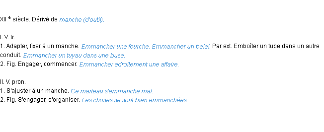 Définition emmancher ACAD 1986