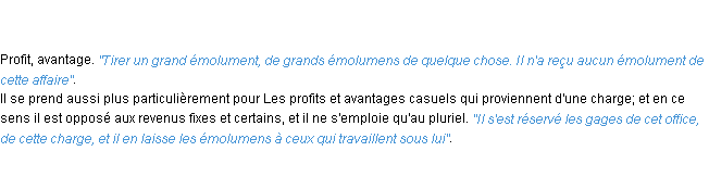 Définition émolument ACAD 1798