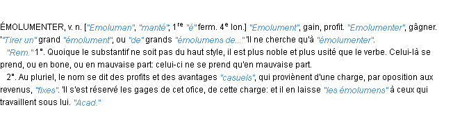 Définition émolument JF.Feraud
