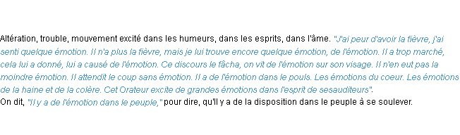 Définition émotion ACAD 1798