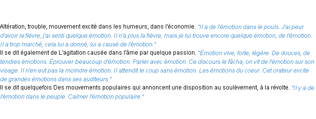 Définition émotion ACAD 1835