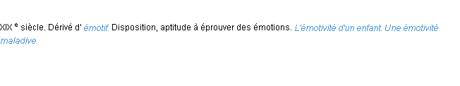 Définition émotivité ACAD 1986