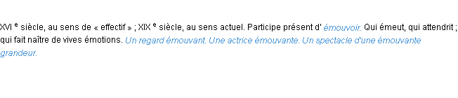 Définition émouvant ACAD 1986