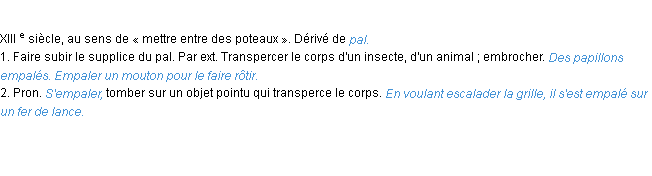 Définition empaler ACAD 1986