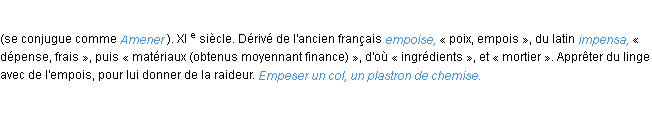 Définition empeser ACAD 1986