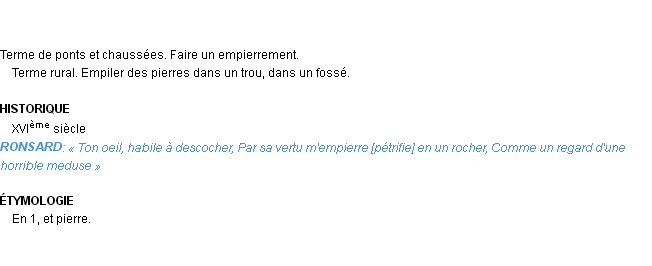 Définition empierrer Emile Littré