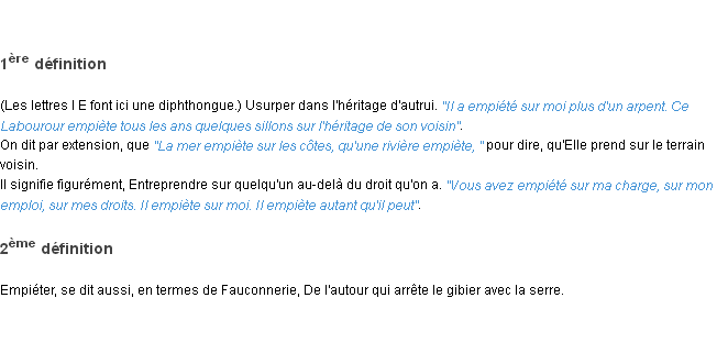 Définition empiéter ACAD 1798