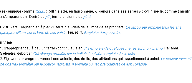 Définition empiéter ACAD 1986