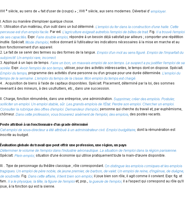 Définition emploi ACAD 1986