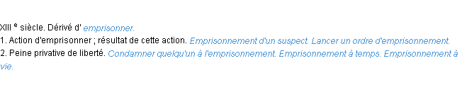 Définition emprisonnement ACAD 1986