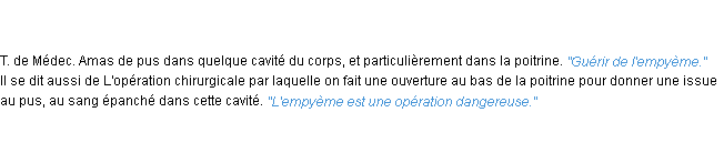 Définition empyème ACAD 1835