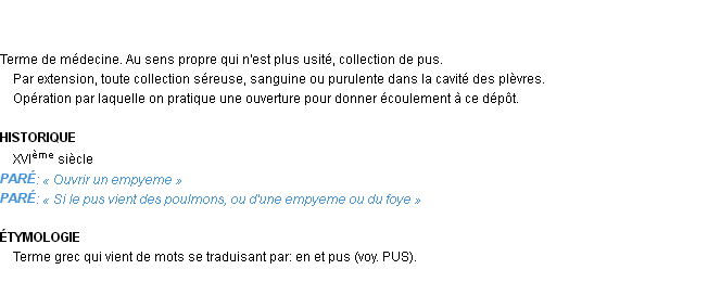 Définition empyème Emile Littré