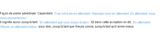 Définition en attendant ACAD 1762