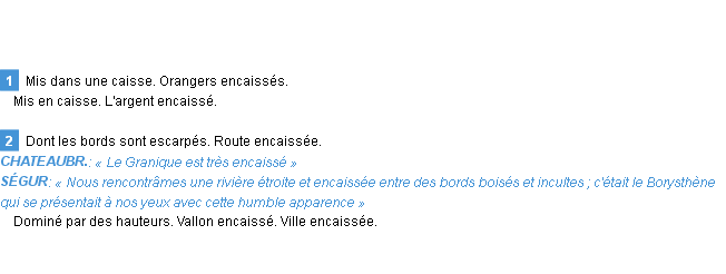 Définition encaisse Emile Littré