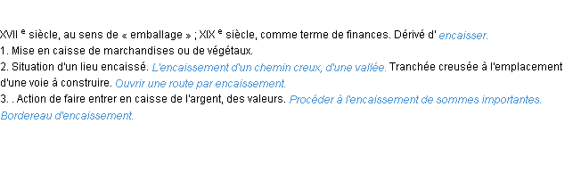 Définition encaissement ACAD 1986