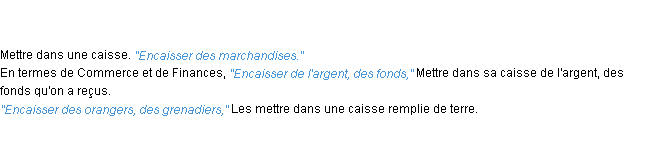 Définition encaisser ACAD 1835