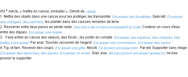 Définition encaisser ACAD 1986