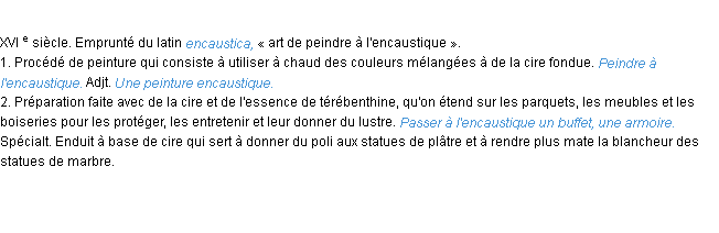 Définition encaustique ACAD 1986