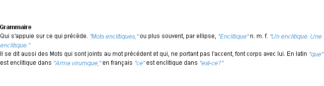 Définition enclitique ACAD 1932