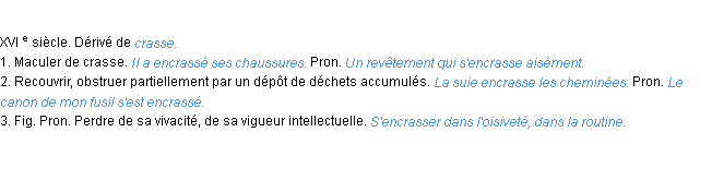 Définition encrasser ACAD 1986