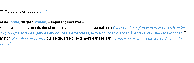 Définition endocrine ACAD 1986