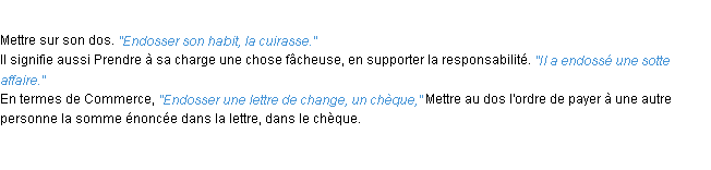 Définition endosser ACAD 1932