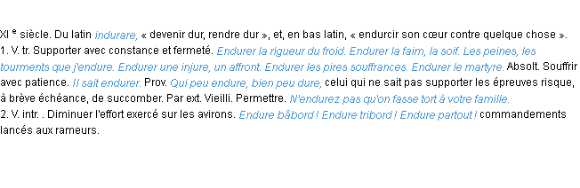 Définition endurer ACAD 1986