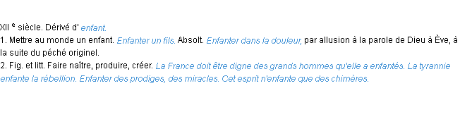 Définition enfanter ACAD 1986