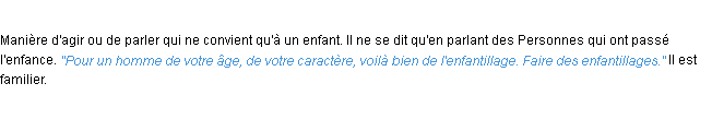 Définition enfantillage ACAD 1932