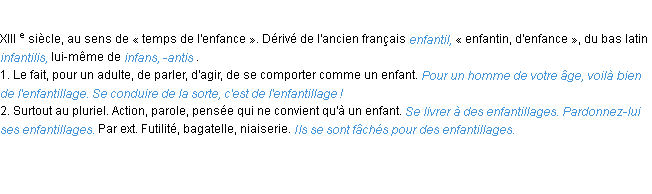 Définition enfantillage ACAD 1986