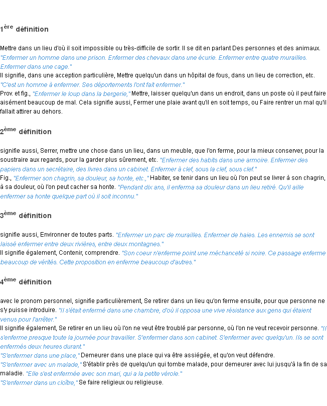 Définition enfermer ACAD 1835