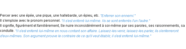 Définition enferrer ACAD 1835