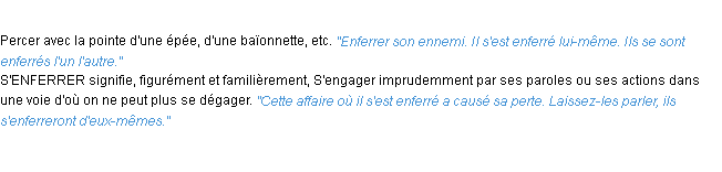 Définition enferrer ACAD 1932