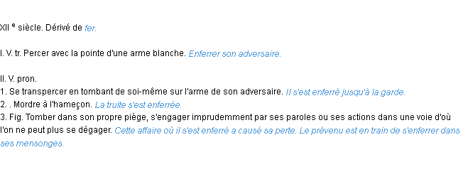 Définition enferrer ACAD 1986