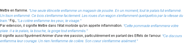 Définition enflammer ACAD 1932