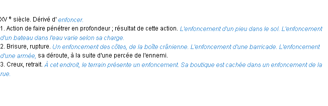 Définition enfoncement ACAD 1986