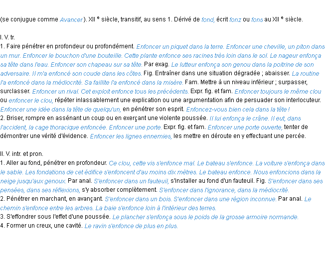 Définition enfoncer ACAD 1986