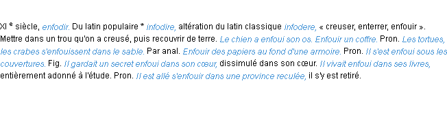 Définition enfouir ACAD 1986