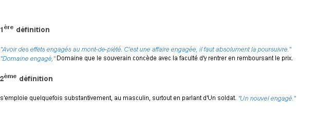 Définition engagé ACAD 1835
