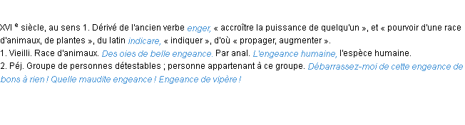 Définition engeance ACAD 1986