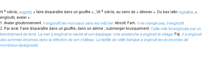 Définition engloutir ACAD 1986