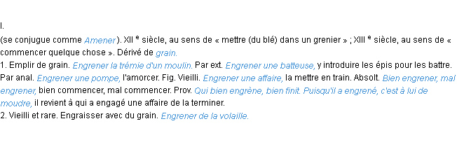 Définition engrener ACAD 1986