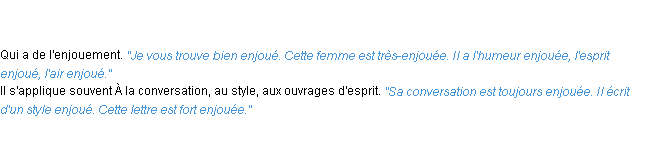 Définition enjoué ACAD 1835