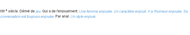 Définition enjoué ACAD 1986