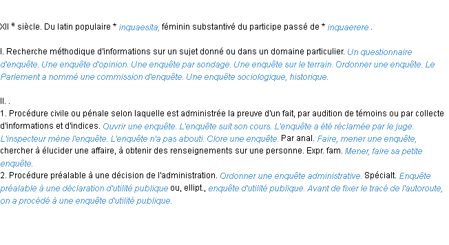 Définition enquête ACAD 1986