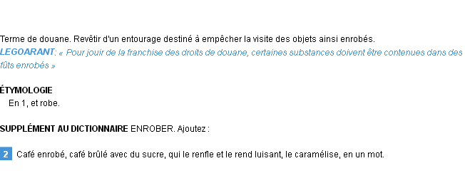 Définition enrober Emile Littré